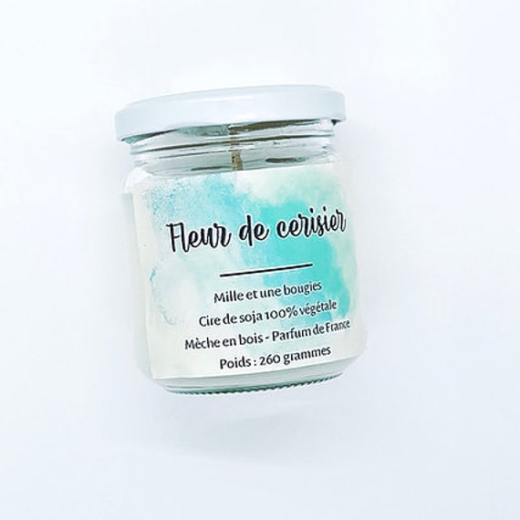 Bougie Parfumée Mèche en Bois Fleur de Cerisier/260Gr