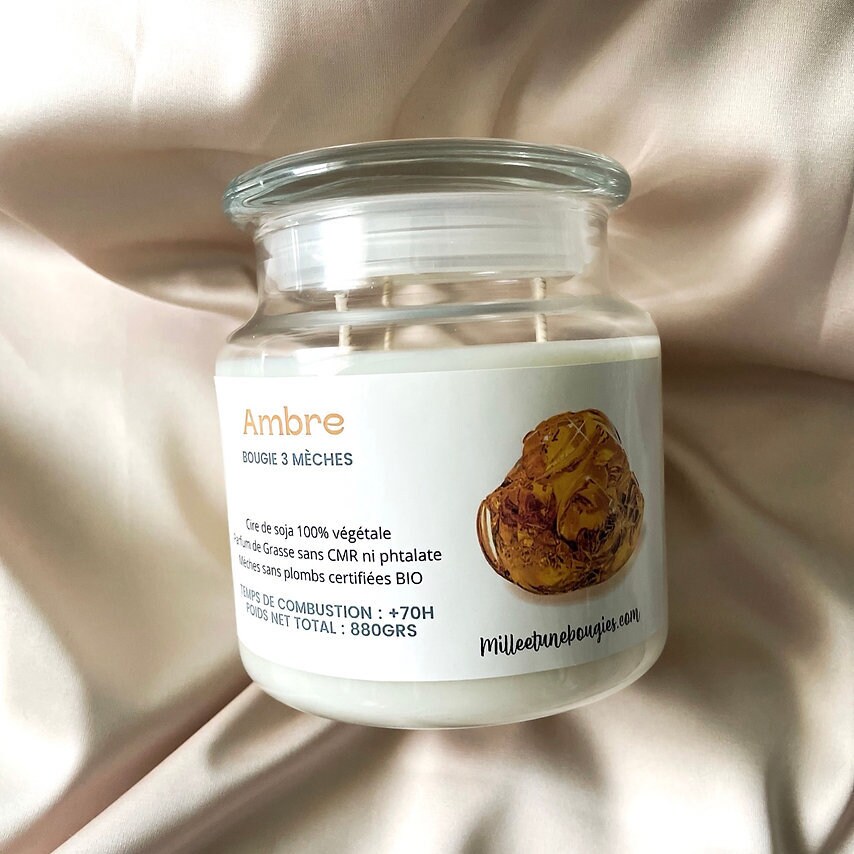 Bougie Xxl 3 Mèches Parfum Ambre