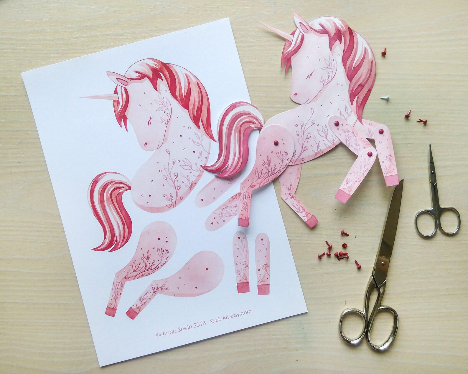 Paper Doll Pink Unicorn Printable Paper Doll Joint Paper Etsy Australia