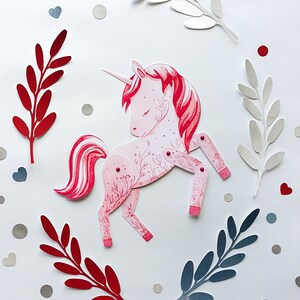 paper doll pink unicorn printable paper doll joint paper etsy
