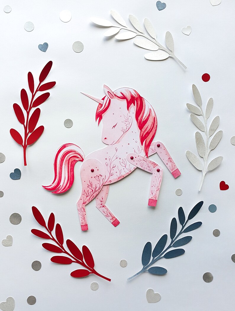 paper doll pink unicorn printable paper doll joint paper