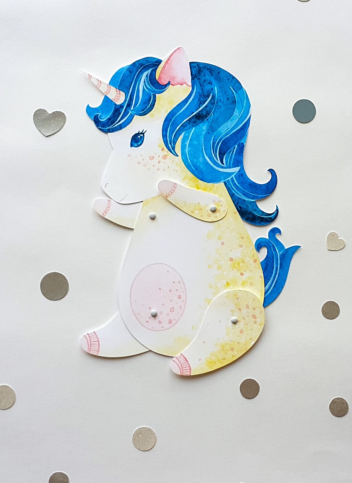 Paper Doll Yellow Unicorn Printable Paper Doll Joint Etsy