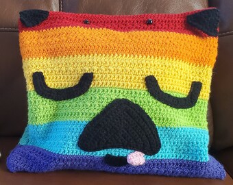 SOLD! Rainbow Pug Pillow