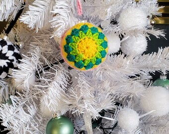 Crochet Christmas Ornament, Colorful Christmas Ornament, Boho