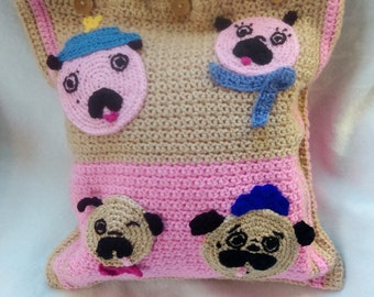 SALE! Pink & Tan Pug Pillow