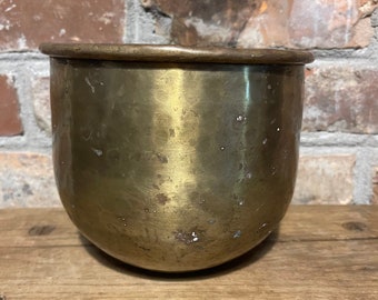 Vintage Hammered Brass Pot, Vase or container