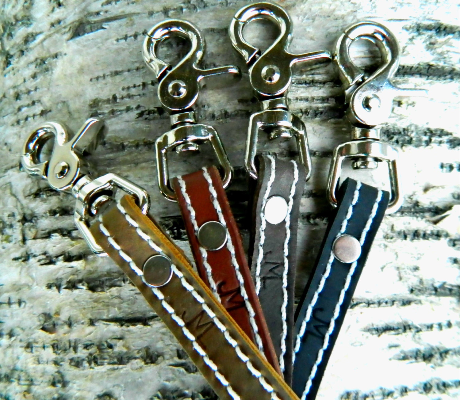 Personalized Leather keychain lanyard handmade in ALASKA belt clip