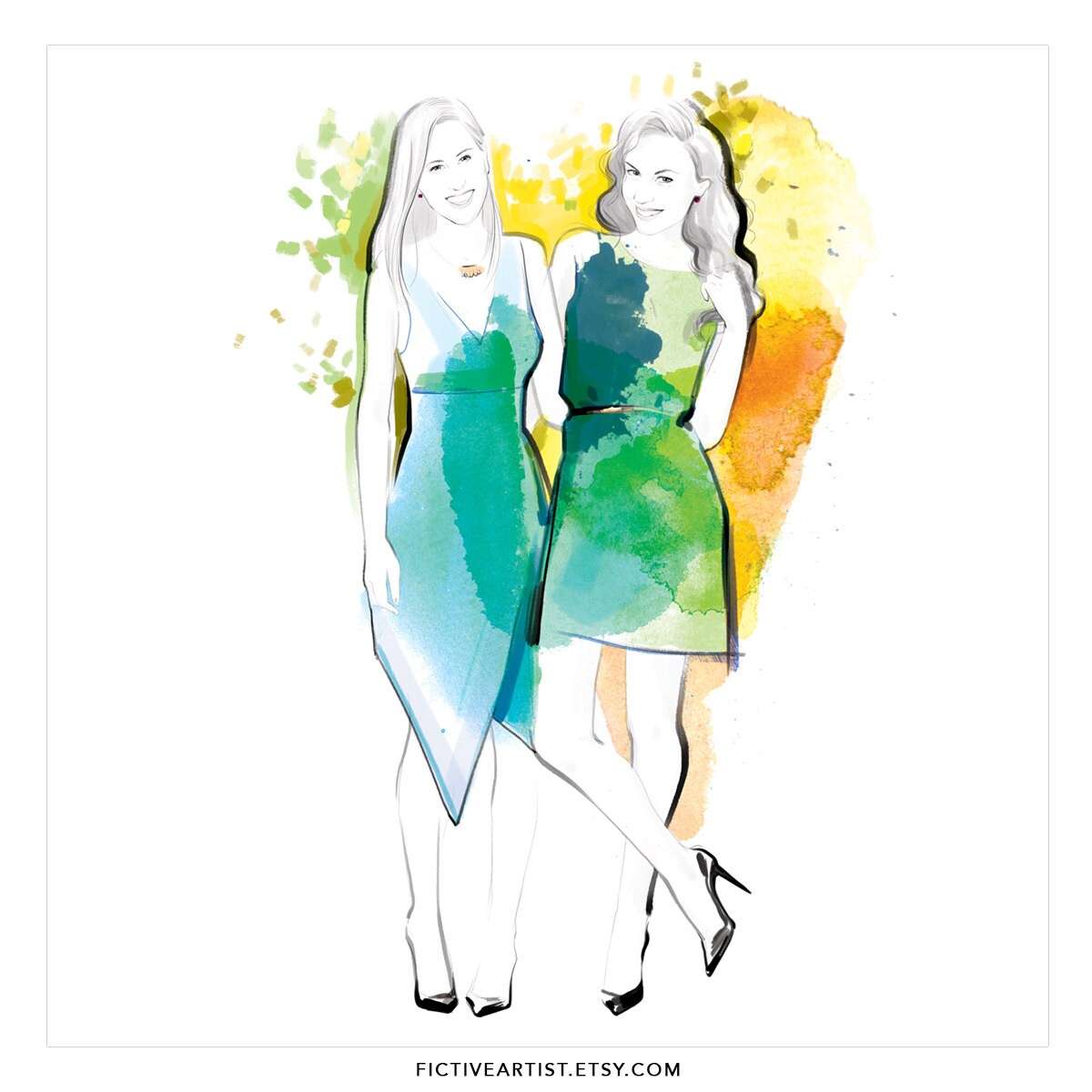 Custom BFF illustration custom drawing best friends | Etsy