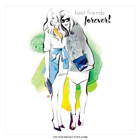 Custom BFF illustration custom drawing best friends | Etsy