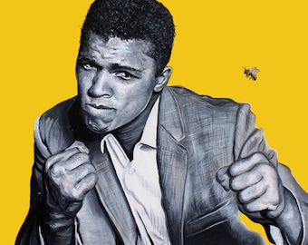 Lámina artística de Muhammad Ali, edición limitada Giclée, firmada y numerada