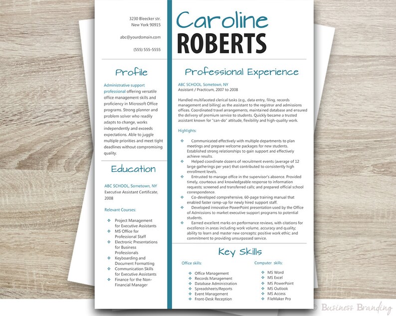 Resume Template and Cover Letter Instant Download Modern Resume Design
