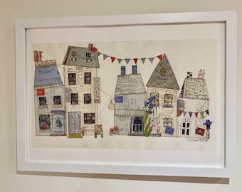 Art Print of Books and Bunting