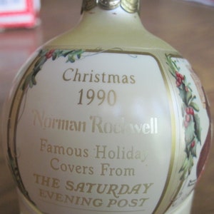 Vintage 1990 Hallmark Saturday Evening Post Christmas Glass Ball 3 Famous Norman Rockwell Holiday Covers