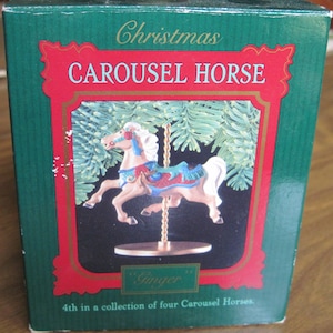 Vintage 1989 Hallmark Christmas Ornament Carousel Horse Ginger 4th in Collection Palomino