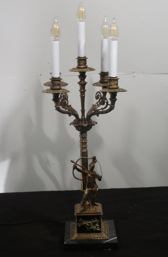 antique brass candelabra table lamp