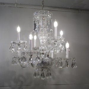 Antique Vintage Chandelier Crystal Hand Cut 8 Light 2 Tier Elaborate Exquisite