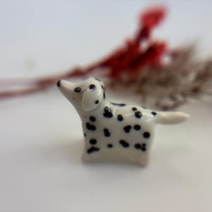 Handmade porcelain dalmatian totem sculpture