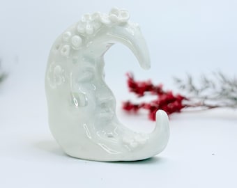 Handmade porcelain ceramic crescent moon sculpture