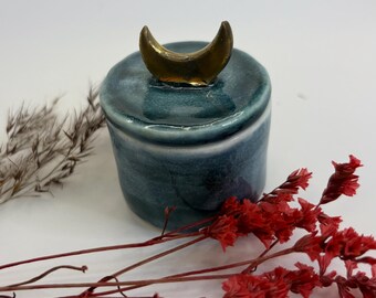 Handmade porcelain moon treasure jar