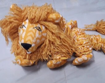 Lion King Soft Toy Yo-Yo's Children Hand made One of a Kind in shades of yellow padukas product made with Indian Fabric Bestseller
