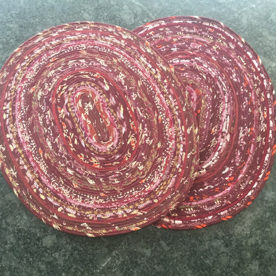 Oblong Placemats, Set of Four, 13 X 15, Upcycled Cotton Indian Fabric