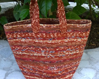 Shopping Basket-Medium, Storage, Upcycled Fabric  11" Tall, 10 " Round, Medium Size Handles