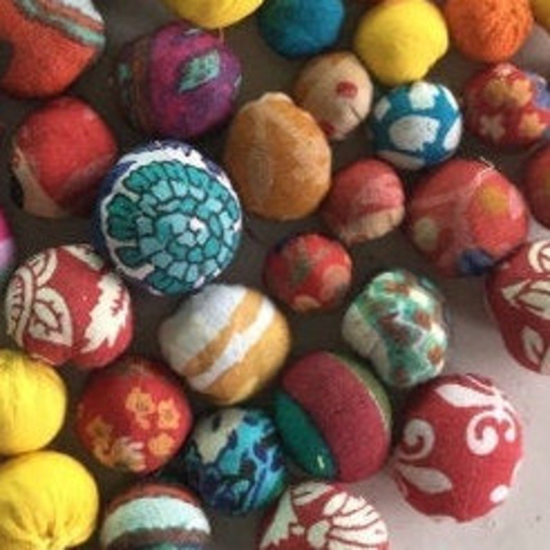 Fabric Beads 75 Beads in 3 Sizes Assorted Upcycled cotton Etsy