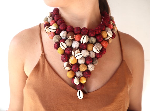 Cotton beads deals necklace
