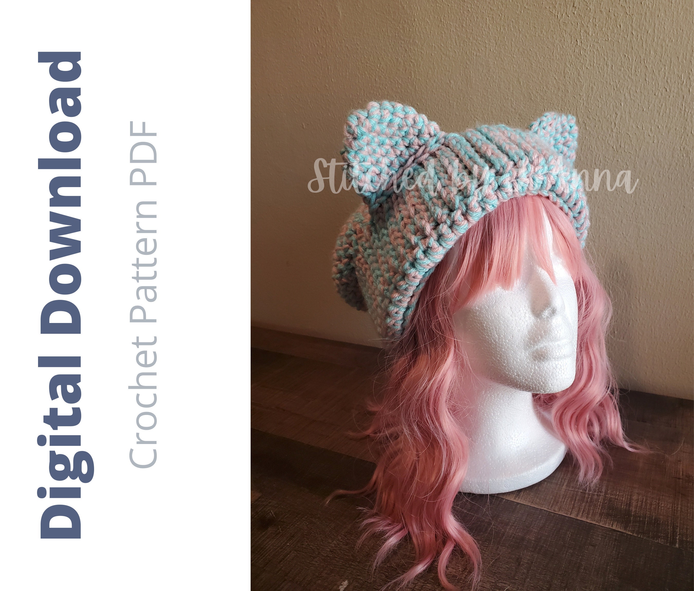 Neko Beanie Crochet Pattern PDF | Etsy