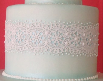 Emma Floral Cake Lace Strip 14" Middle Tier Strips Flower Delicate Wedding Sugar Lace Cake Engagement Decorating Sweet