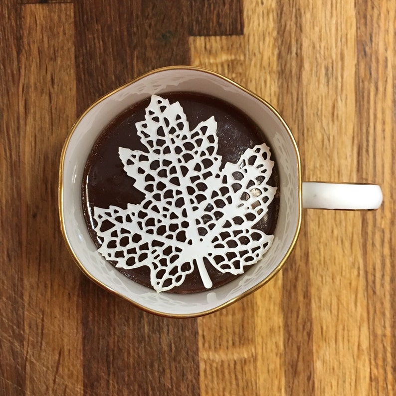 12 Sugar Doilies 2.5 Edible Maple Leaf Tea or Coffee Doilies Wedding Reception Bridal Party Decoration Christmas Stocking Stuffer image 1