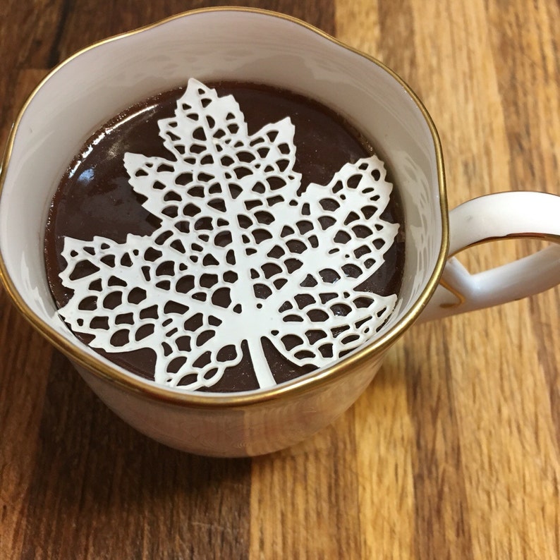 12 Sugar Doilies 2.5 Edible Maple Leaf Tea or Coffee Doilies Wedding Reception Bridal Party Decoration Christmas Stocking Stuffer image 2