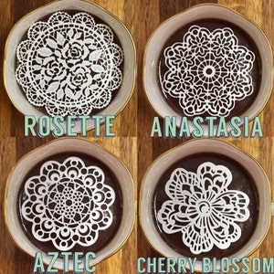 Choose 48 Sugar Doilies 2.5&quot; Assortment Edible Tea or Coffee Doilies Anastasia Aztec Rosette Flower Wedding Bridal Party Cake Gift