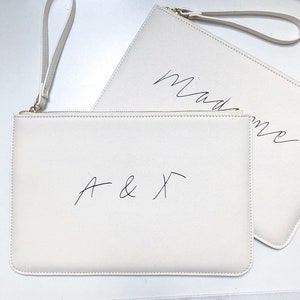 personalised mrs clutch bag