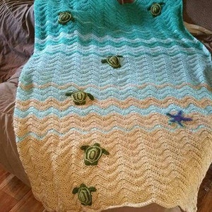 Sea Turtle Blanket PATTERN ONLY includes instructions for blanket turtle and starfish image 1