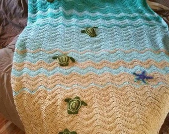 Sea Turtle Blanket (PATTERN ONLY) (includes instructions for blanket turtle and starfish)