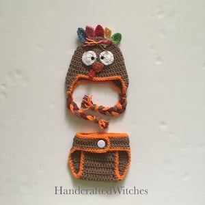 Crochet baby turkey outfit, handmade newborn turkey outfit, crochet baby thanksgiving outfit , newborn Halloween costume , baby photo prop