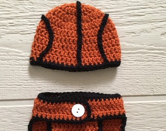 Hand crocheted basketball photoprop for babies, crochet basketball outfit, handmade baby outfit, baby costume, baby photography for newborn