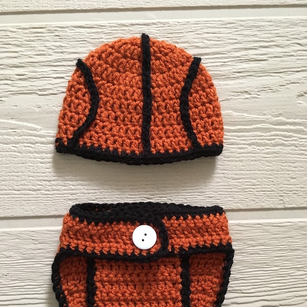 Hand crocheted basketball photoprop for babies, crochet basketball outfit, handmade baby outfit, baby costume, baby photography for newborn