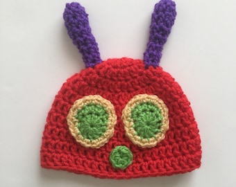 Crochet Baby Caterpillar photo props, handmade hungry caterpillar hat, newborn photoprop, baby costume, newborn photography