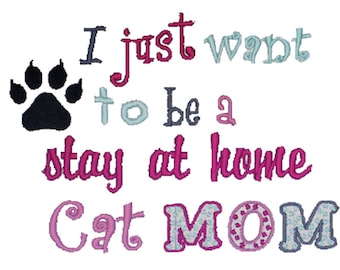 Diseño de bordado "Mamá gata": Frase divertida para amantes de las mascotas (Descarga instantánea)