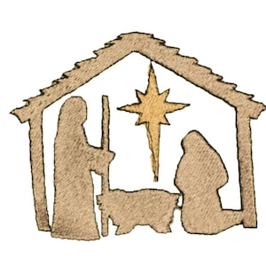 Krippe Krippe Stickmaschine Stickmuster, Weihnachten INSTANT DOWNLOAD Stickdatei 2 Größen