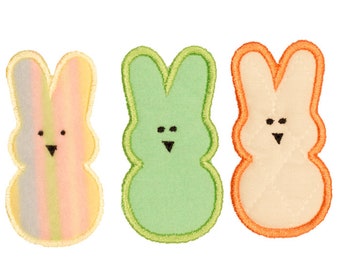 Easter Peeps Trio, Machine Applique Design Bunny Rabbit Machine Embroidery File Instant Download PES xxx jef hus dst vip exp sew, 3 Sizes