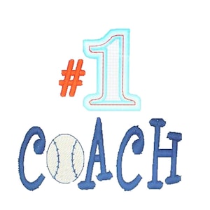 favorite coach applique design for #1 coach machine embroidery pattern file, instant download, sports, coach embroidery file, 7 formats