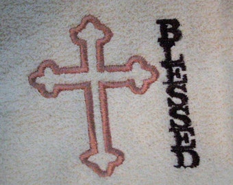 Christian Cross Design, Blessed Machine Embroidery Design File, INSTANT DOWNLOAD