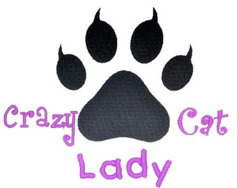 funny cat fill stitch embroidery design file for crazy cat INSTANT DOWNLOAD pattern, 8 formats 3 sizes