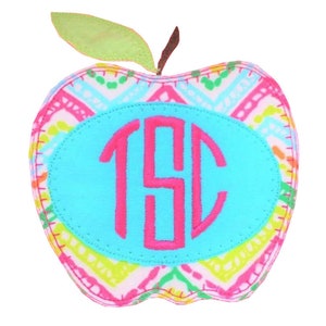 Apple Applique for Teacher Monogram Applique Embroidery Machine File, Instant Download, 3 sizes, 5&quot;, 6&quot;, 7&quot; Teacher Apple Monogram