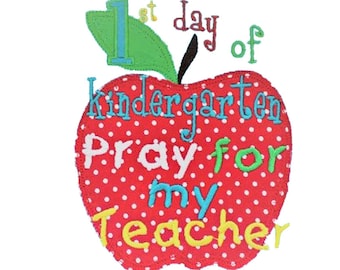 Funny Kindergarten Embroidery Machine Files for Applique First Day of School Design