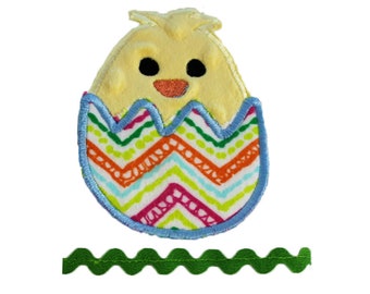 Spring Applique Chick w Easter Egg Embroidery Machine File Design INSTANT DOWNLOAD