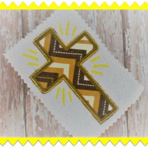 Shining cross applique design for 3 SIZES Easter PES 7 formats xxx, pes, dst, hus, exp jef, vip machine embroidery instant download